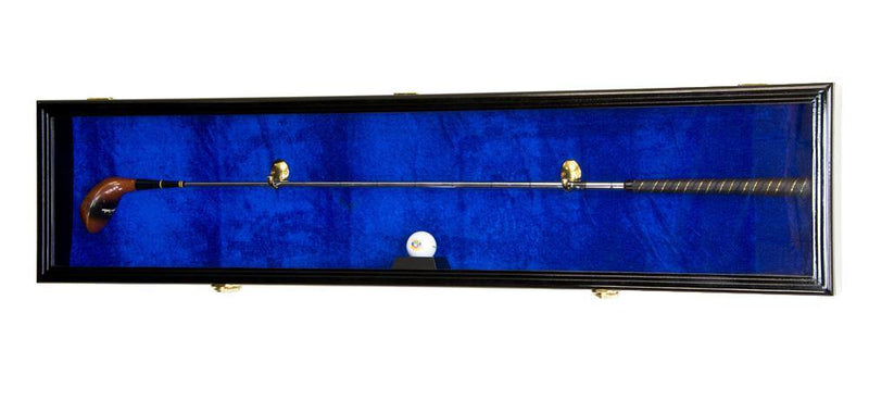 1-2 Golf Clubs Display Case Cabinet Shadowbox - Black Blue Background  - sfDisplay.com