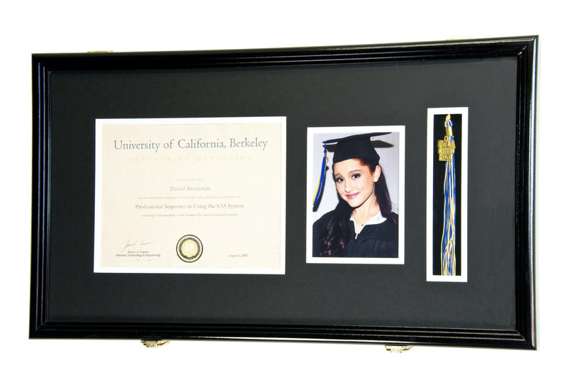 Large Diploma, Graduation Tassel, and Cap Display Cabinet (w/ Custom Matting Colors) - sfDisplay.com