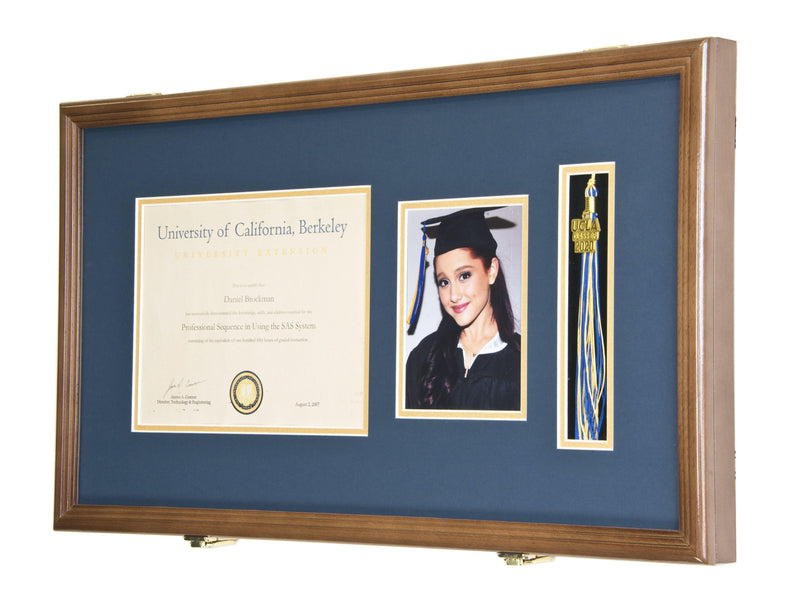 Large Diploma, Graduation Tassel, and Cap Display Cabinet (w/ Custom Matting Colors) - sfDisplay.com