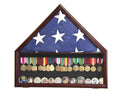 Flag and Memorabilia Challenge Coin Medals Display Case Cabinet - sfDisplay.com