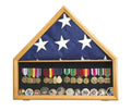 Flag and Memorabilia Challenge Coin Medals Display Case Cabinet - sfDisplay.com