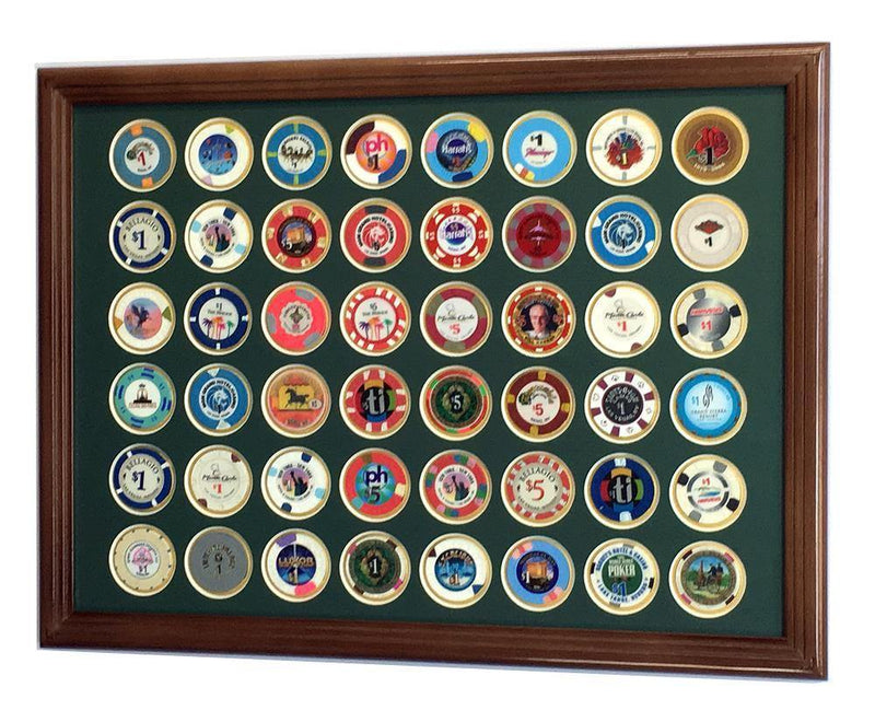 48 Casino Chip / Poker Coin Display Frame  (with Custom Matting Insert) - sfDisplay.com